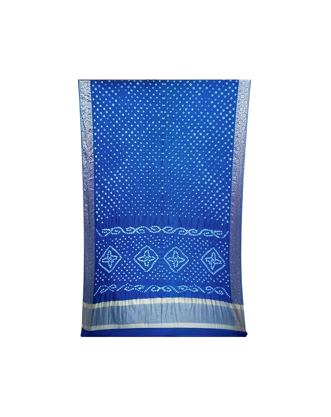 All Over Indigo Color Dupion Silk Bandhani Saree-KSA6X-90473