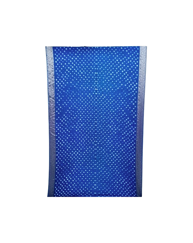 All Over Indigo Color Dupion Silk Bandhani Saree-1