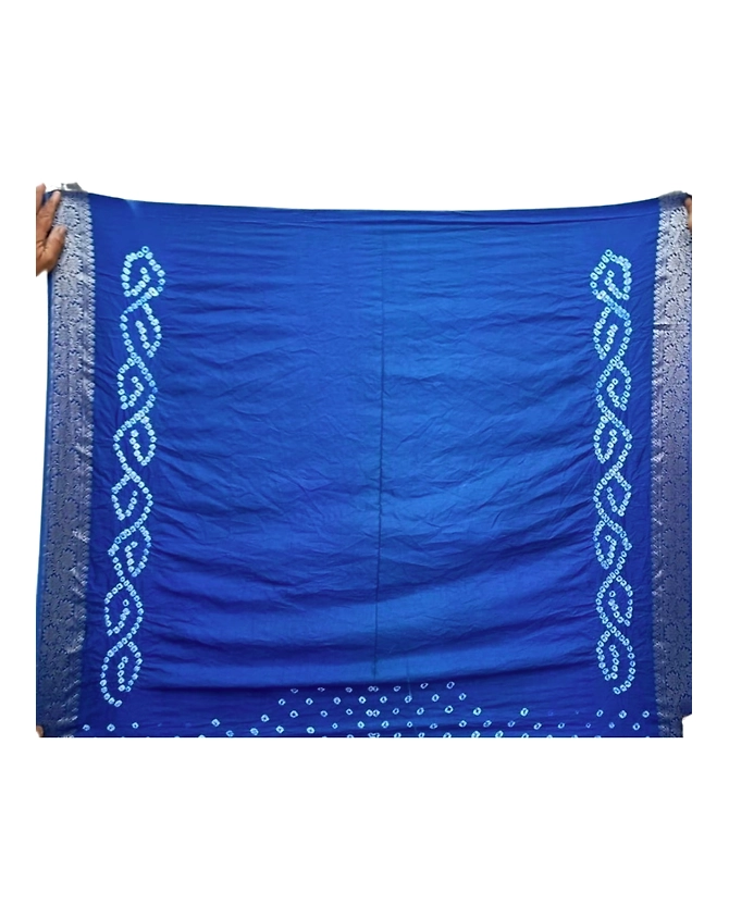 All Over Indigo Color Dupion Silk Bandhani Saree-2