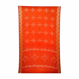 kala sanskruti retail pvt.ltd. orange & pink color dupion silk bandhani saree