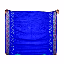 kala sanskruti retail pvt.ltd. blue & rama color dupion silk bandhani saree