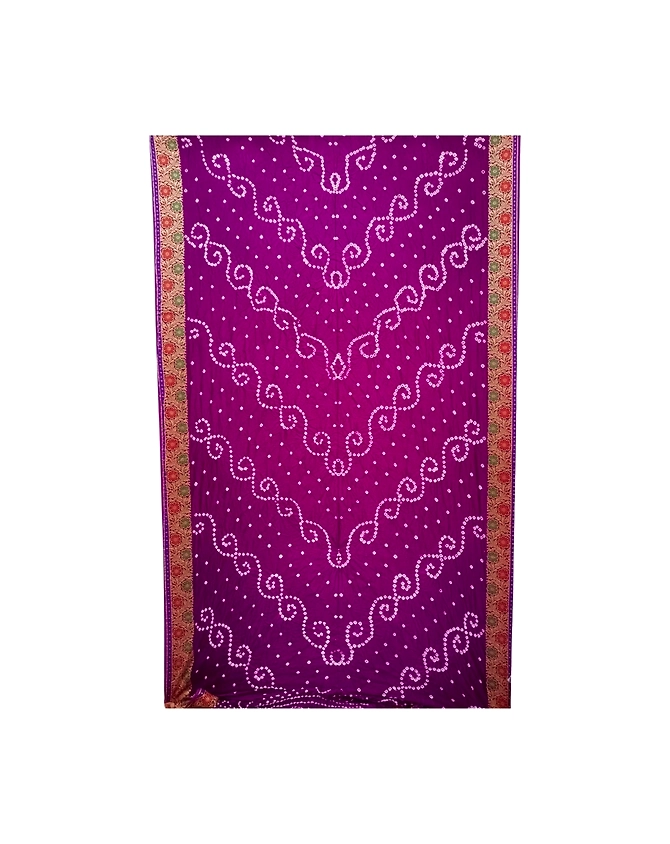 All Over Magenta Color Dupion Silk Bandhani Saree-1