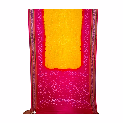 kala sanskruti retail pvt.ltd. pink & golden color dupion silk bandhani saree