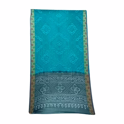 kala sanskruti retail pvt.ltd. sea green & grey color dupion silk bandhani saree