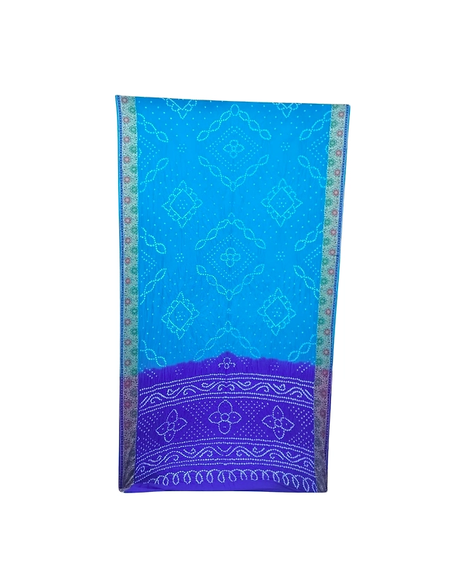 Sky Blue &amp; Blue Color Dupion Silk Bandhani Saree-KSA6X-90535