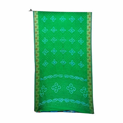 kala sanskruti retail pvt.ltd. sky blue & perrot green color dupion silk bandhani saree