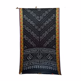 kala sanskruti retail pvt.ltd. all over black color dupion silk bandhani saree