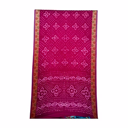 kala sanskruti retail pvt.ltd. magenta & sea green color dupion silk bandhani saree