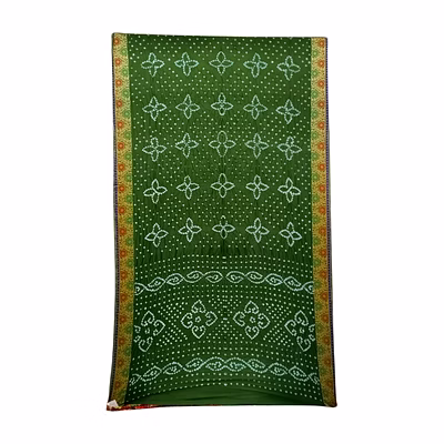 kala sanskruti retail pvt.ltd. red & green color dupion silk bandhani saree
