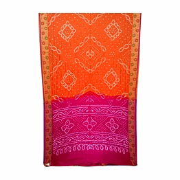 kala sanskruti retail pvt.ltd. pink & orange color dupion silk bandhani saree
