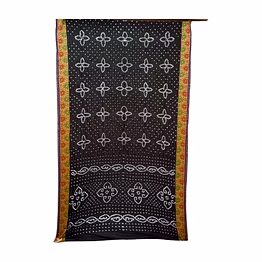 kala sanskruti retail pvt.ltd. black & grey color dupion silk bandhani saree