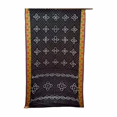 kala sanskruti retail pvt.ltd. black & grey color dupion silk bandhani saree