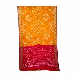 kala sanskruti retail pvt.ltd. red & golden color dupion silk bandhani saree