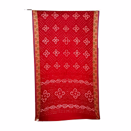 kala sanskruti retail pvt.ltd. red & rust color dupion silk bandhani saree