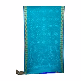 kala sanskruti retail pvt.ltd. rama & blue color dupion silk bandhani saree