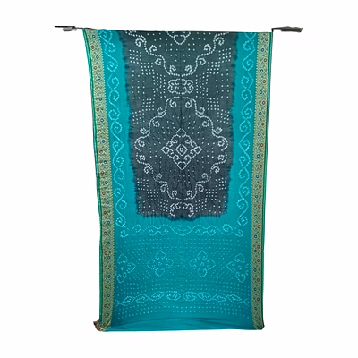 kala sanskruti retail pvt.ltd. rama & green color dupion silk bandhani saree