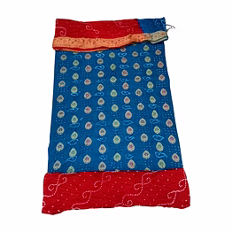 kala sanskruti retail private limitade indigo & red color dupion silk bandhani dress