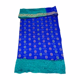 kala sanskruti retail private limitade blue & rama color dupion silk bandhani dress
