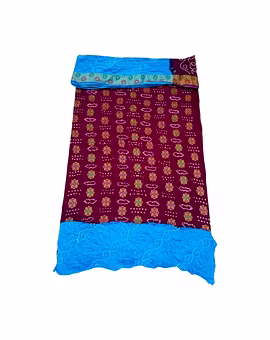 Magenta & Skyblue Color Dupion Silk Bandhani Dress