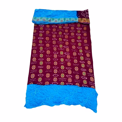 kala sanskruti retail private limitade magenta & skyblue color dupion silk bandhani dress
