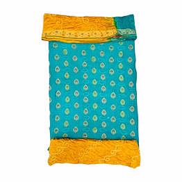 kala sanskruti retail private limitade rama & rust color dupion silk bandhani dress
