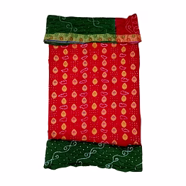 kala sanskruti retail private limitade red & green color dupion silk bandhani dress