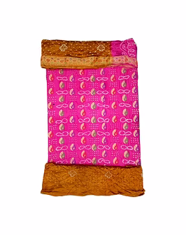 Pink & Ciku Color Dupion Silk Bandhani Dress