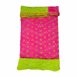 kala sanskruti retail private limitade pink & perrot color dupion silk bandhani dress