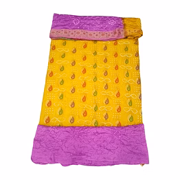 kala sanskruti retail private limitade lemmon & light magenta color dupion silk bandhani dress