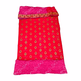 kala sanskruti retail private limitade gajari & baby pink color dupion silk bandhani dress