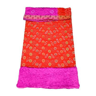 kala sanskruti retail private limitade orange & pink color dupion silk bandhani dress