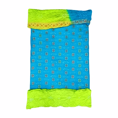 kala sanskruti retail private limitade skyblue & parrot green color dupion silk bandhani dress
