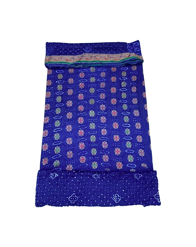 Light Dark Blue Color Dupion Silk Bandhani Dress-KSB6X-10283