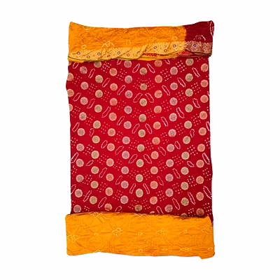 kala sanskruti retail private limitade maroon & rust color dupion silk bandhani dress