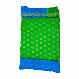 kala sanskruti retail private limitade parrot green skyblue color dupion silk bandhani dress