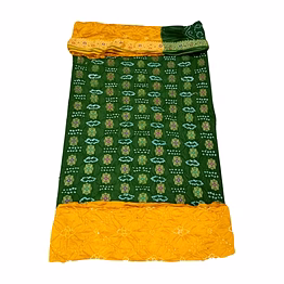 kala sanskruti retail private limitade green & rust color dupion silk bandhani dress