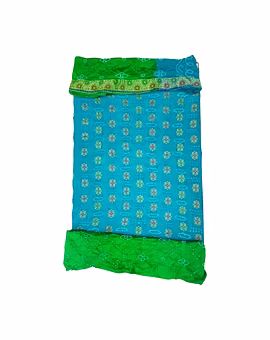 Rama & Parrot Green Color Dupion Silk Bandhani Dress