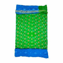 kala sanskruti retail private limitade parrot green & skyblue color dupion silk bandhani dress