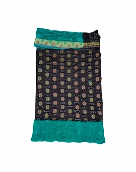 Black & Rama Color Dupion Silk Bandhani Dress