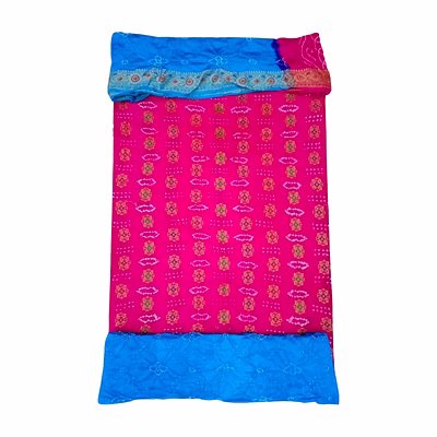 kala sanskruti retail private limitade pink & skyblue color dupion silk bandhani dress