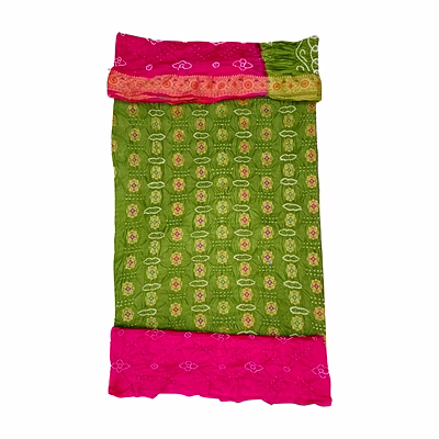 kala sanskruti retail private limitade pista & gajari color dupion silk bandhani dress