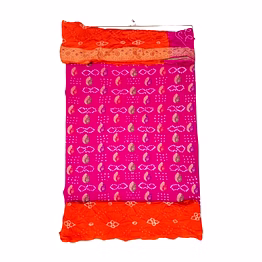 kala sanskruti retail private limitade pink & orange color dupion silk bandhani dress
