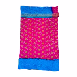 kala sanskruti retail private limitade pink & skyblue color dupion silk bandhani dress