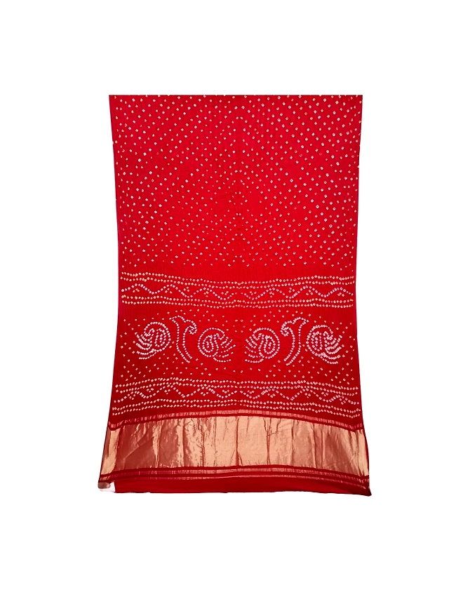 All Over Red Color Art Silk Bandhani Saree-KSA3X-10817