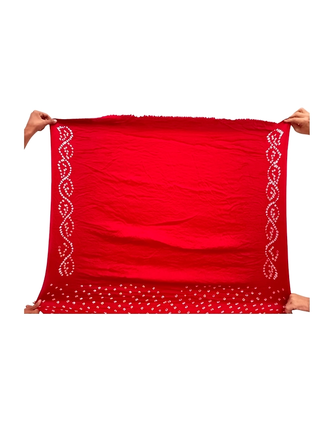 All Over Red Color Art Silk Bandhani Saree-1