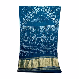 kala sanskruti retail private limitade all over indigo color art silk bandhani saree