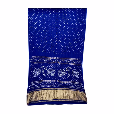 kala sanskruti retail private limitade all over blue color art silk bandhani saree