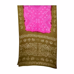 kala sanskruti retail private limitade pink & mahendi color cotton bandhani saree
