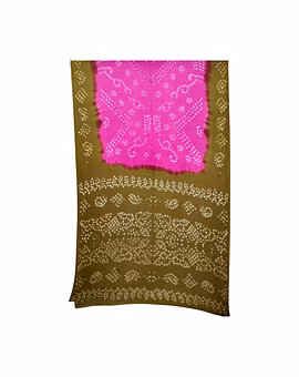 Pink & Mahendi Color Cotton Bandhani Saree