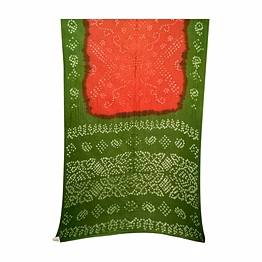 kala sanskruti retail private limitade peach & mahendi color cotton bandhani saree